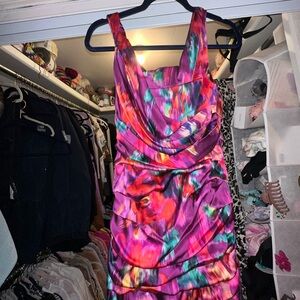 Y2K vintage Express ruched watercolor dress, excellent condition